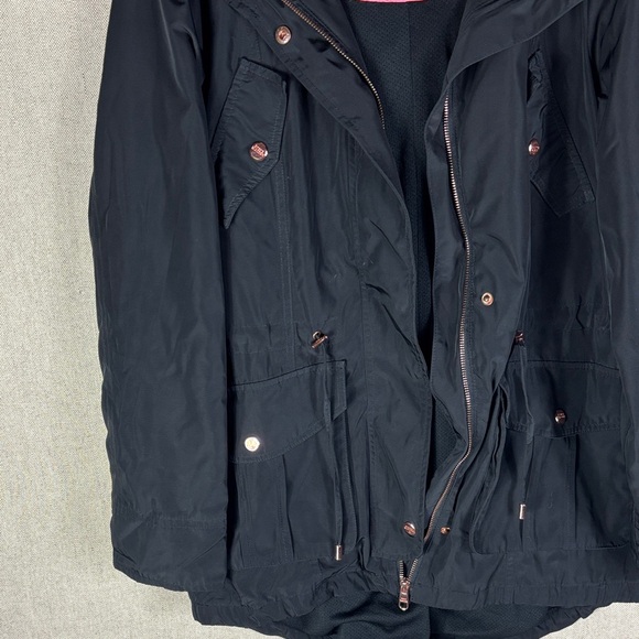 Steve Madden Black Hooded Rain Jacket Medium - Picture 4 of 9